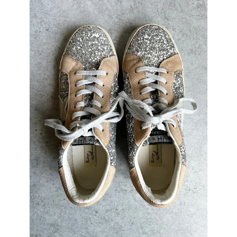 Vintage Havana Sneaker Silver Glitter Sparkle Tan White Star Size 9 Streetwear